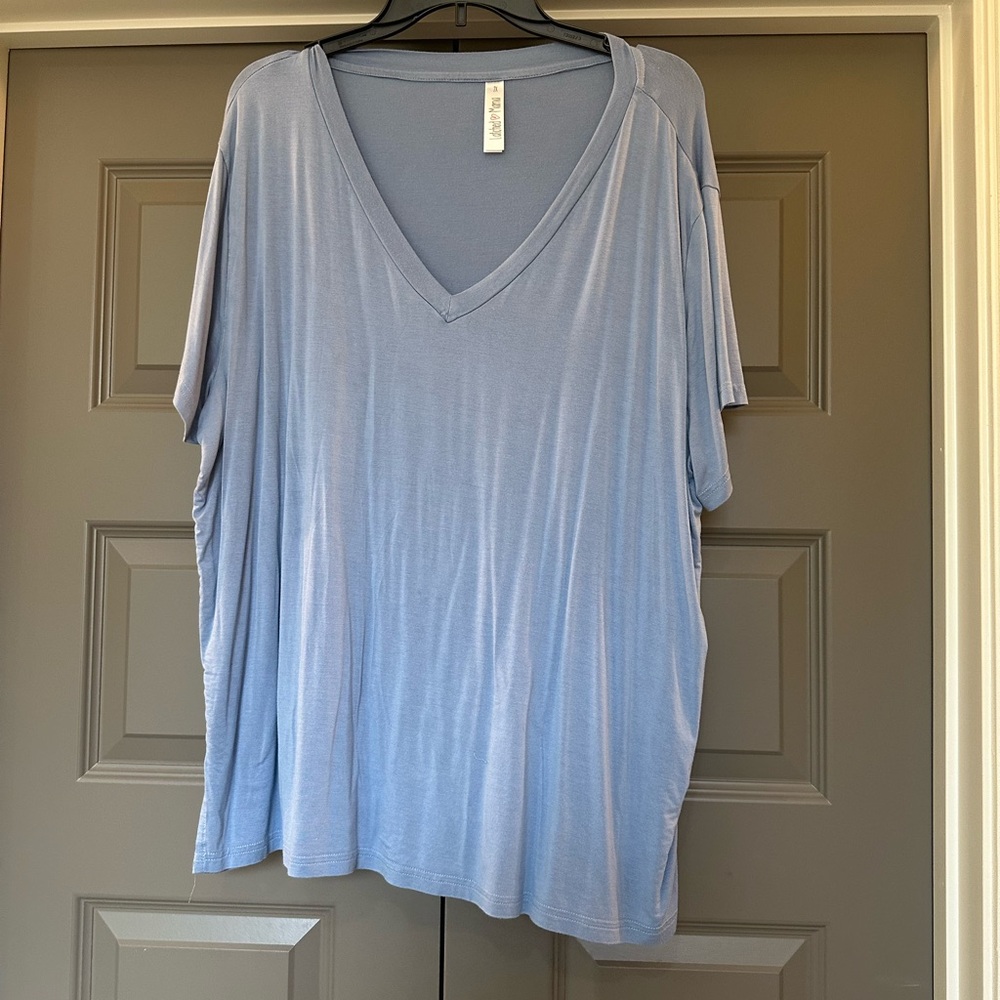 Latched Mama Light Blue V-Neck Short Sleeve Top